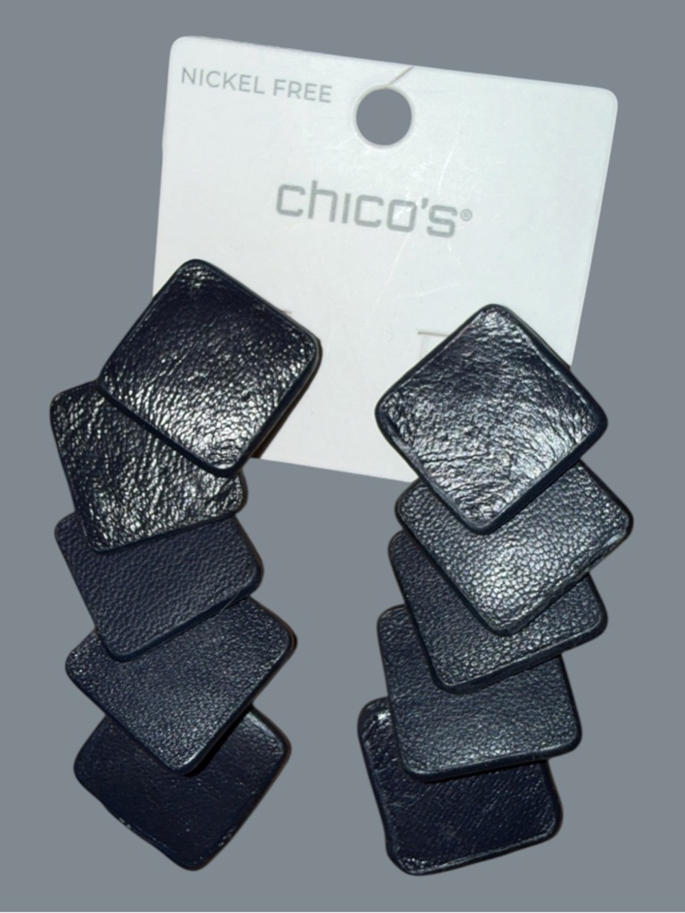 Chico’S Black Leather Linear Earrings NWT SOLD OUT